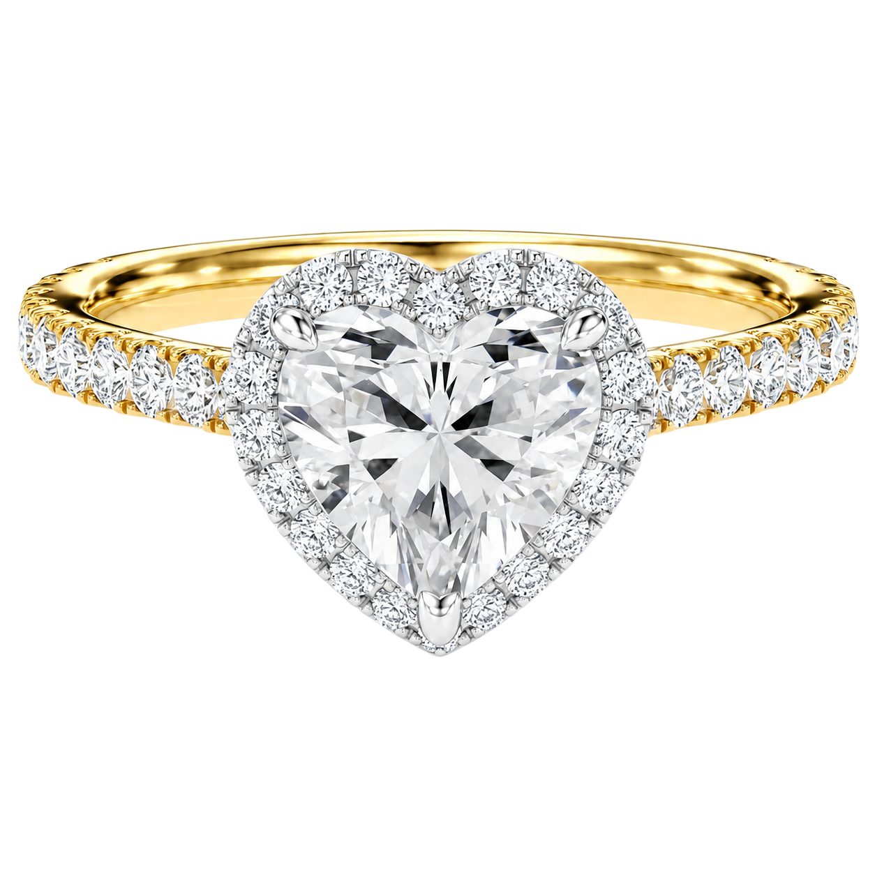 Cordelia - Heart - Yellow / White Tone - Pavé