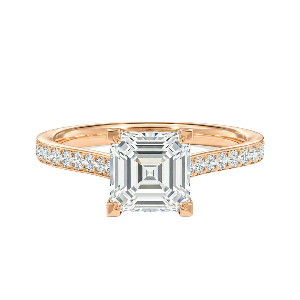 Basilica - Asscher - Rose Gold - Pavé