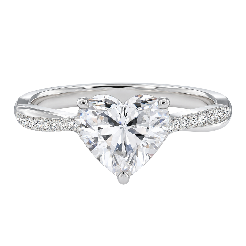 Wreath - Heart - White Gold - Pavé