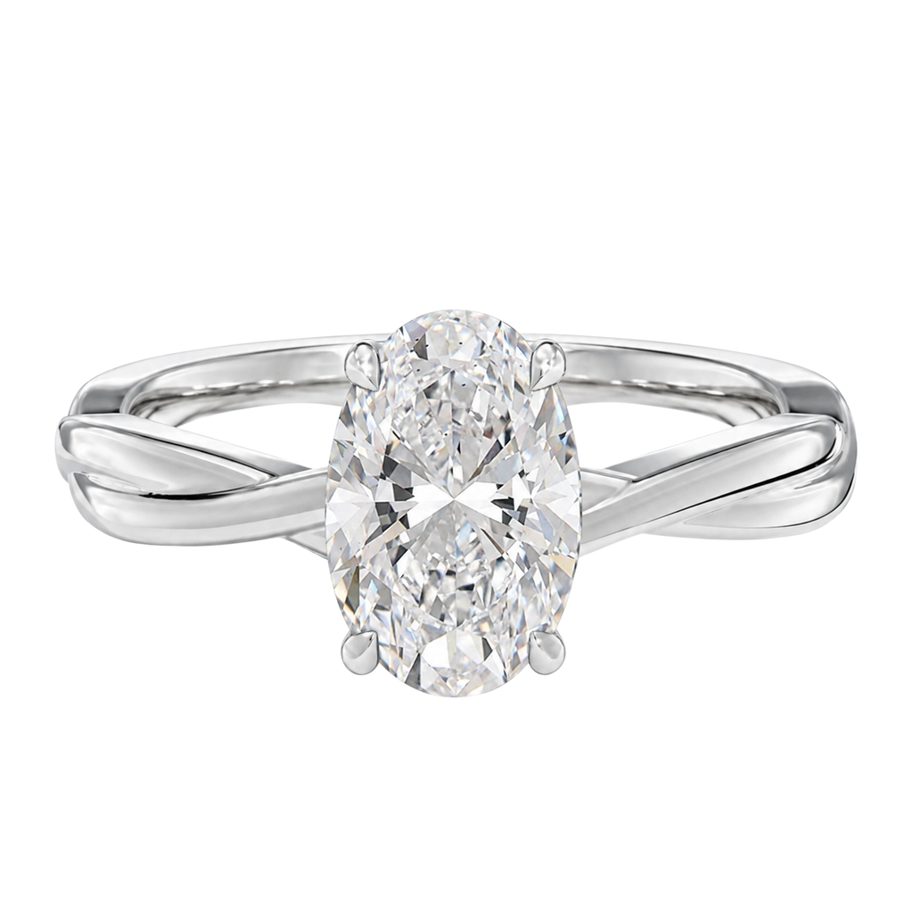 Wreath - Oval - White Gold - Plain