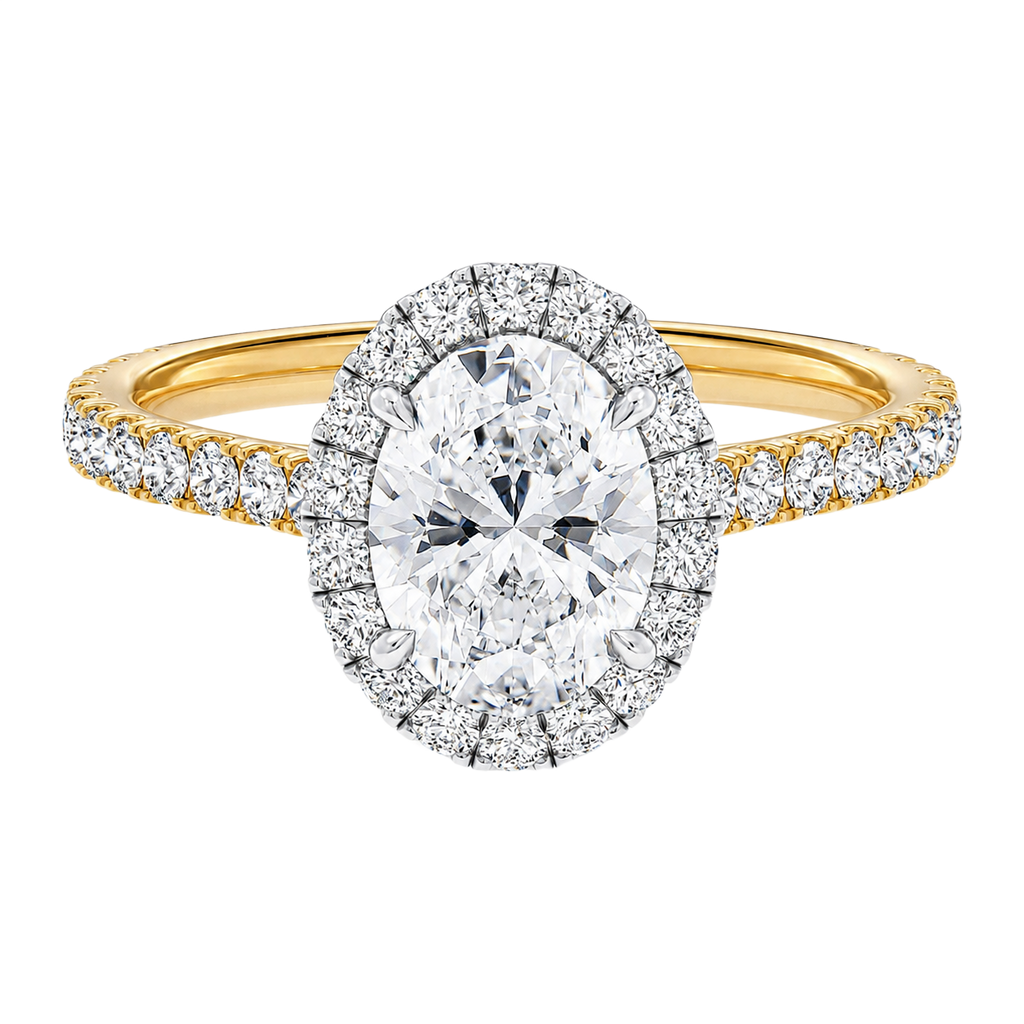 Cordelia - Oval - Yellow / White Tone - Pavé