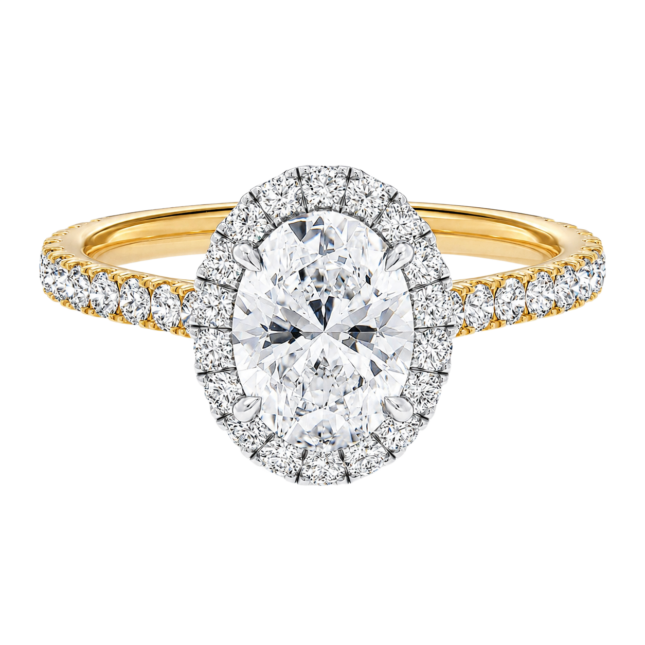 Cordelia - Oval - Yellow / White Tone - Pavé