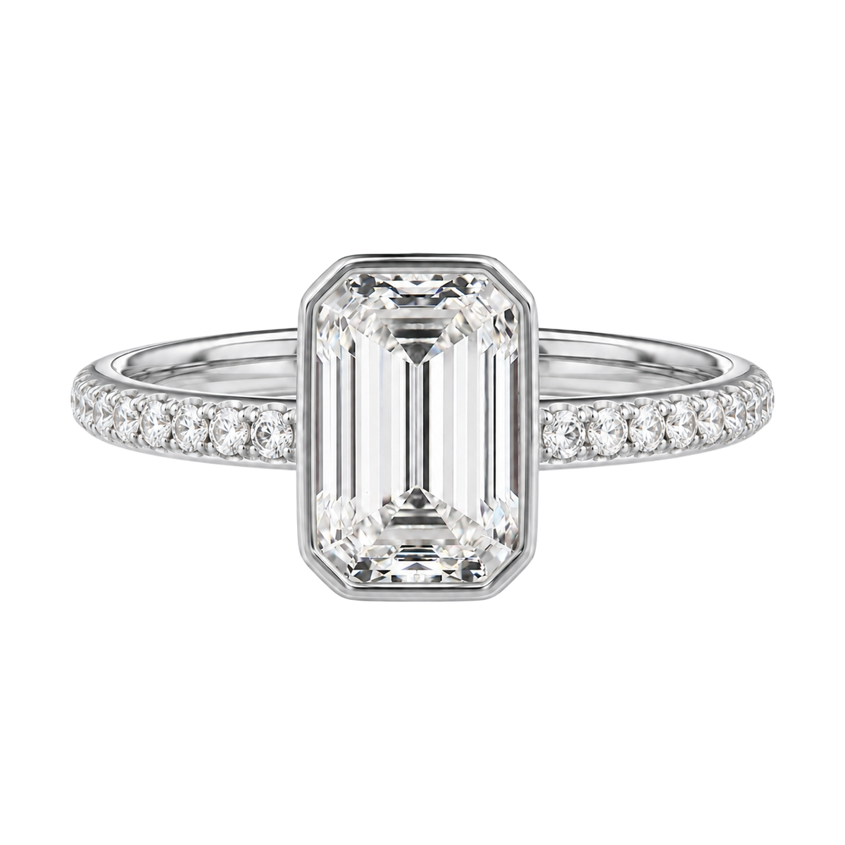 Bailey - Emerald - White Gold - Pavé
