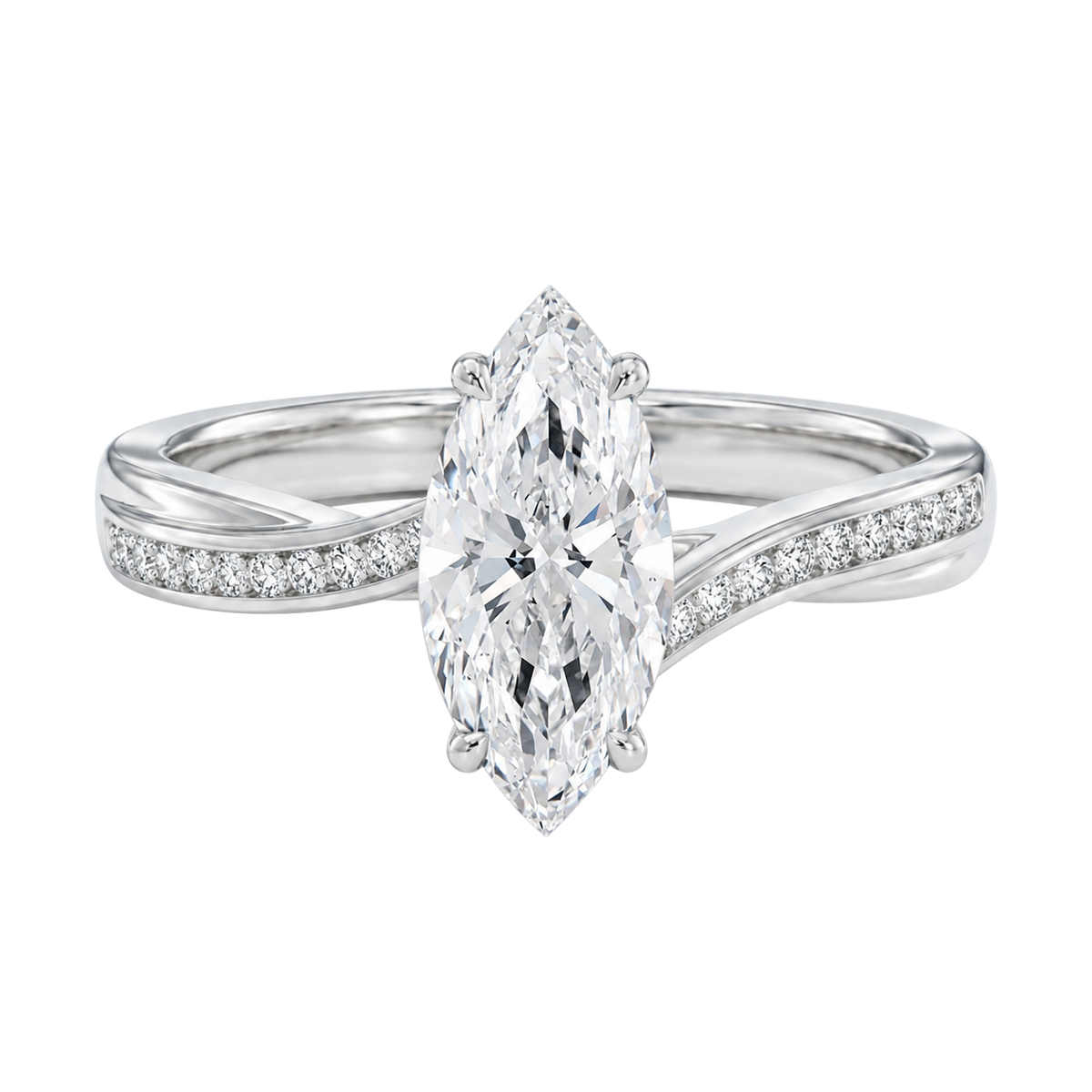 Wreath - Marquise - White Gold - Channel