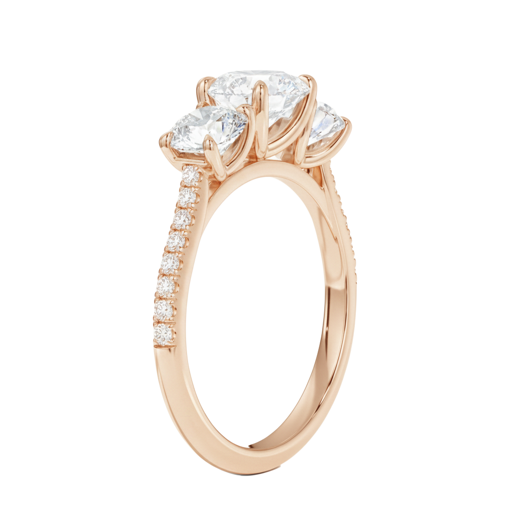 Trinity - Round - Rose Gold - Pavé