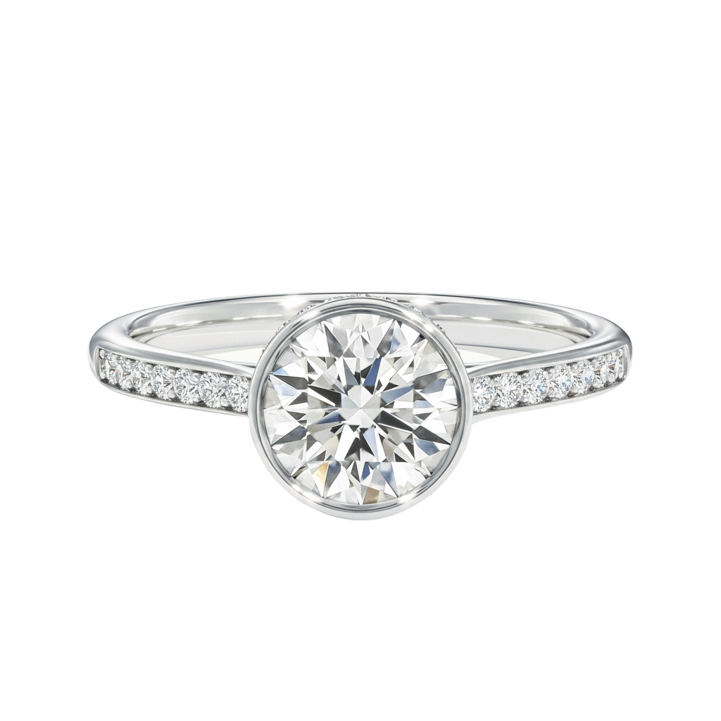 Solenne - Round - White Gold - Channel