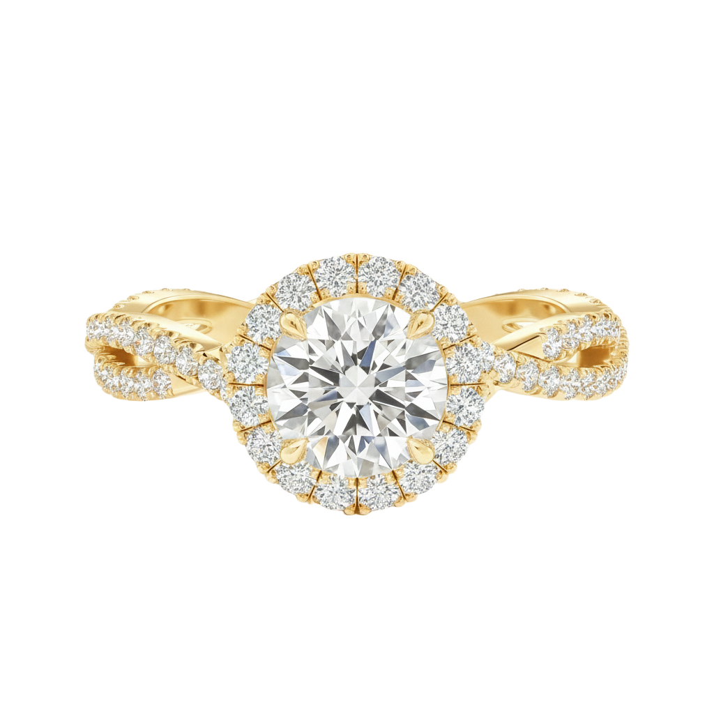 Braid - Round - Yellow Gold - Pavé
