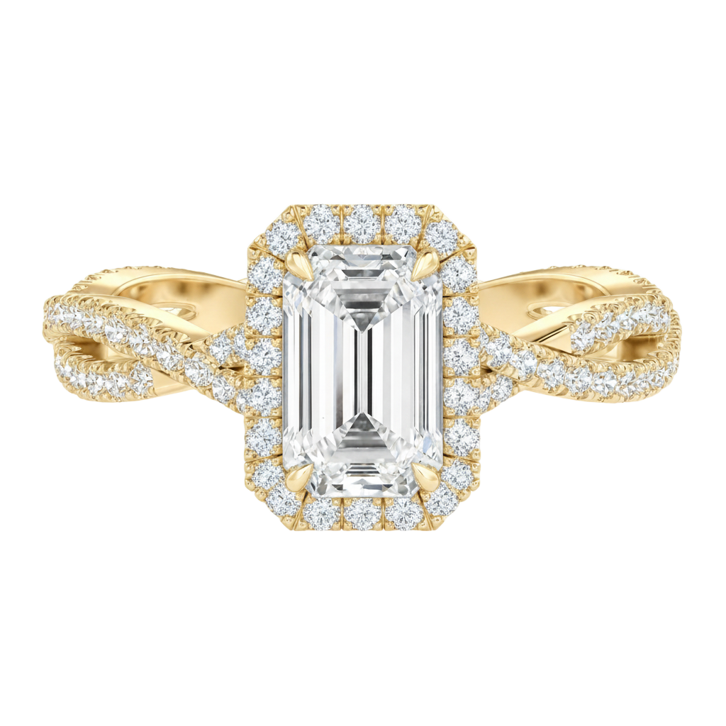 Braid - Emerald - Yellow Gold - Pavé