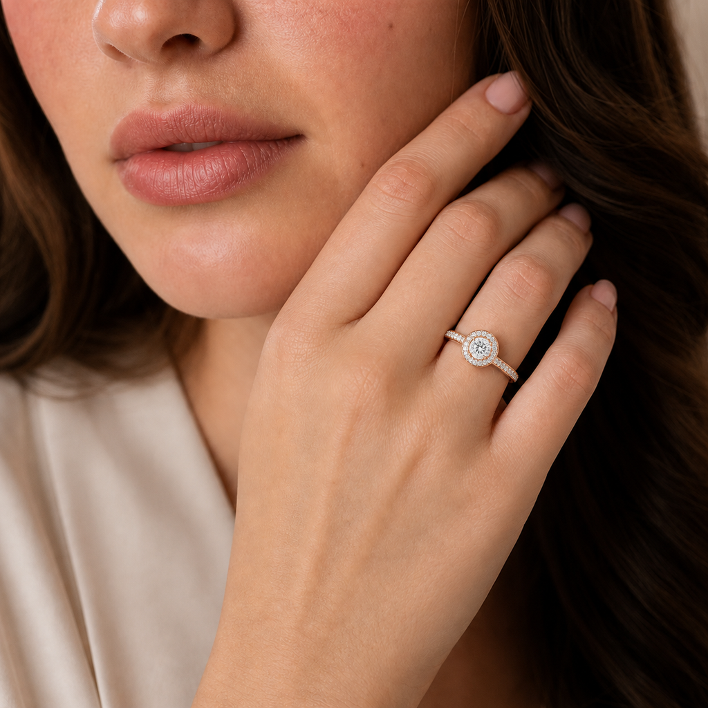 Deneuve - Round - Rose Gold - Pavé