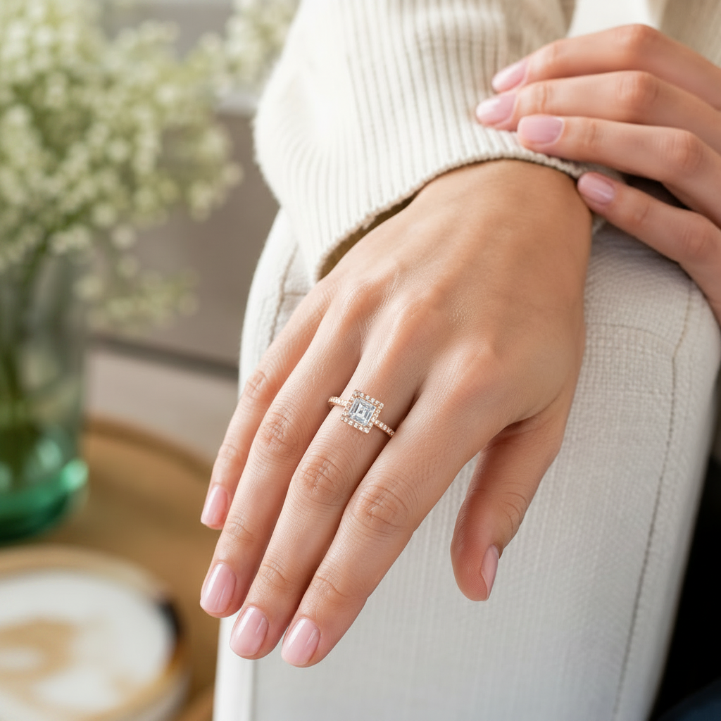 Cordelia - Asscher - Rose Gold - Plain