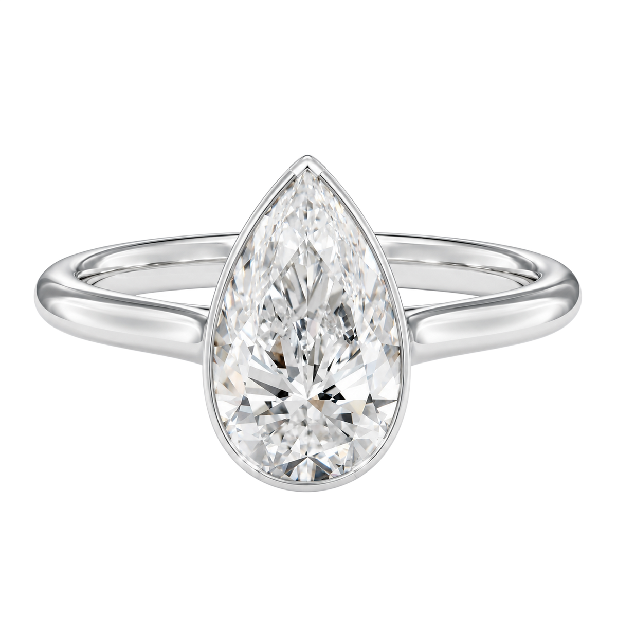 Solenne - Pear - White Gold - Plain