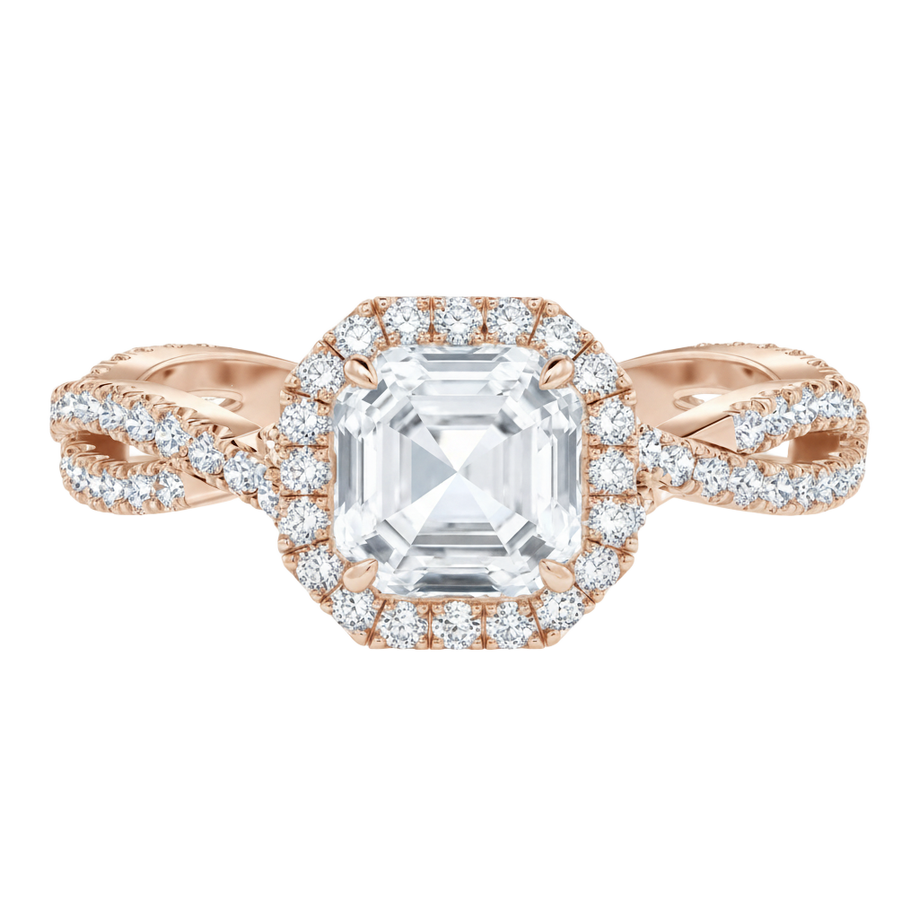 Braid - Asscher - Rose Gold - Pavé