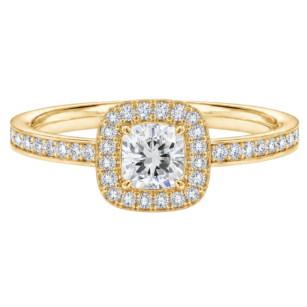 Deneuve - Cushion - Yellow Gold - Channel