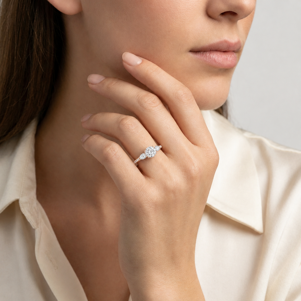 Halcyon - Round - Rose/White Tone - Pavé