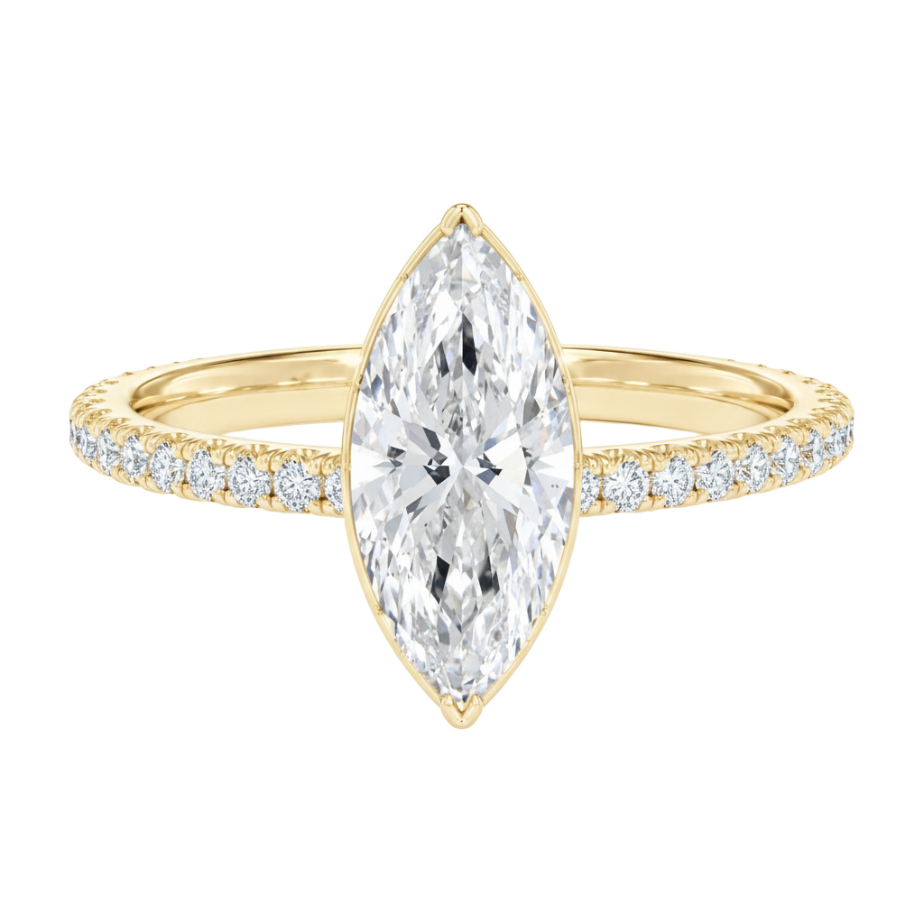 Solenne - Marquise - Yellow Gold - Pavé
