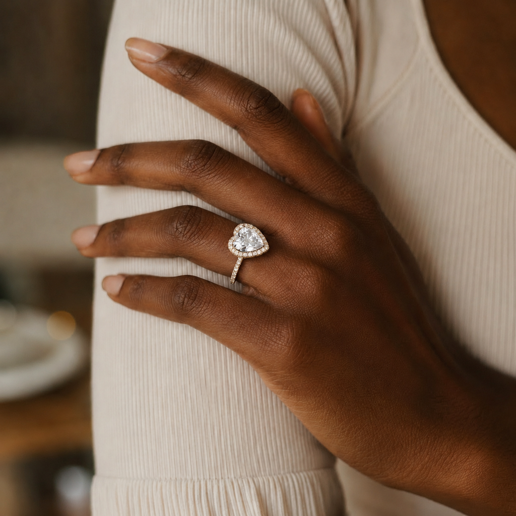 Cordelia - Heart - Yellow / White Tone - Pavé