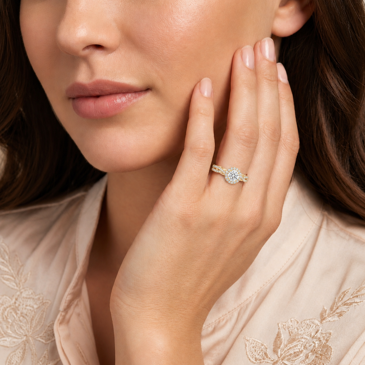 Braid - Round - Yellow Gold - Pavé