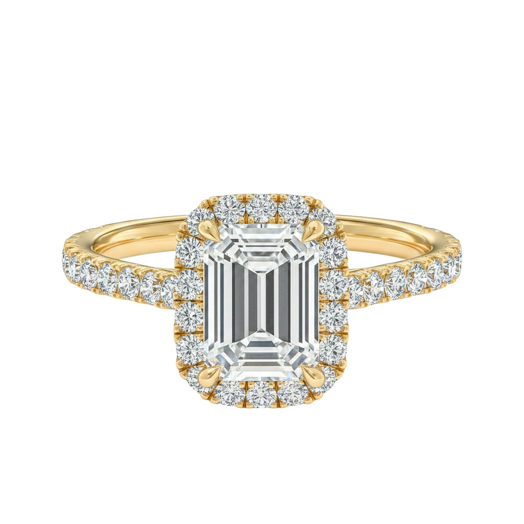 Cordelia - Emerald - Yellow Gold - Pavé