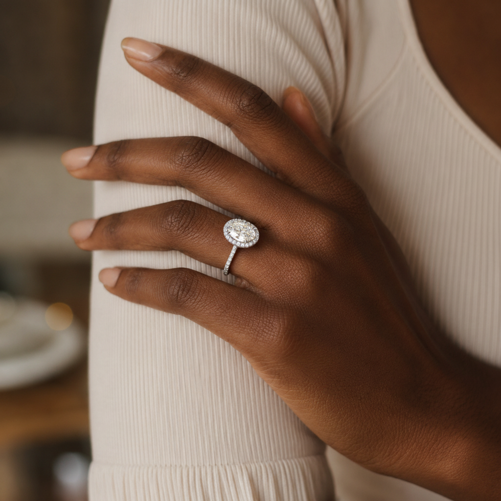 Cordelia - Oval - Platinum - Pavé