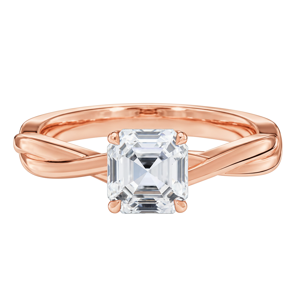 Wreath - Asscher - Rose Gold - Plain