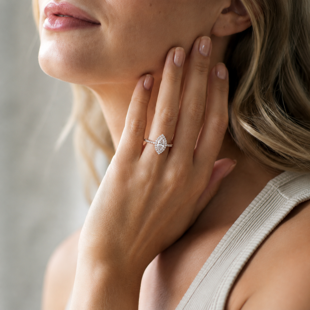 Cordelia - Marquise - Rose / White Tone - Pavé
