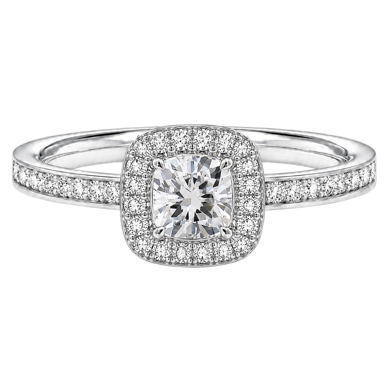 Deneuve - Cushion - White Gold - Channel