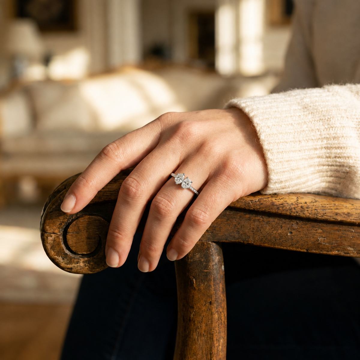 Duo - Pear - White Gold - Channel