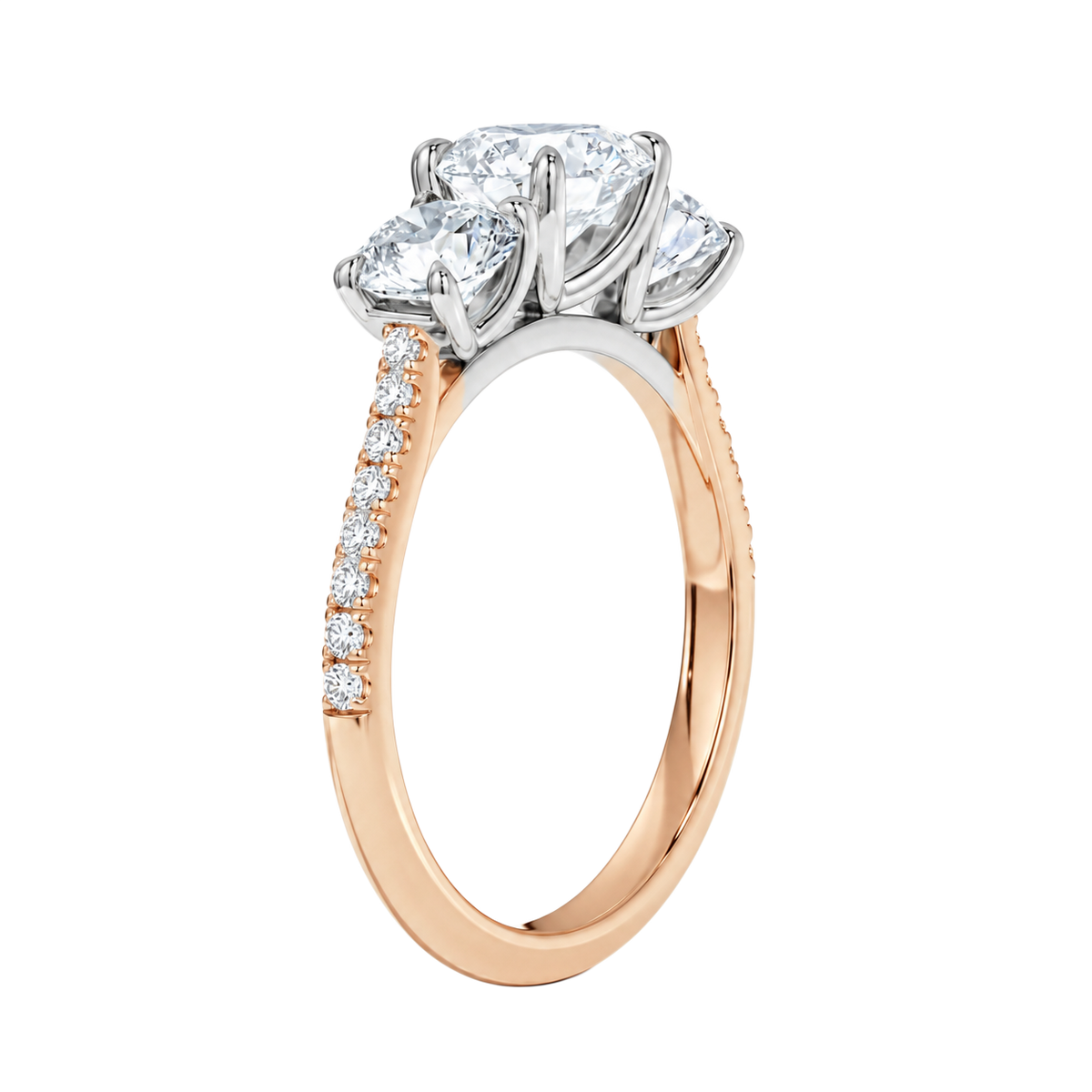 Trinity - Round - Rose/White Tone - Pavé