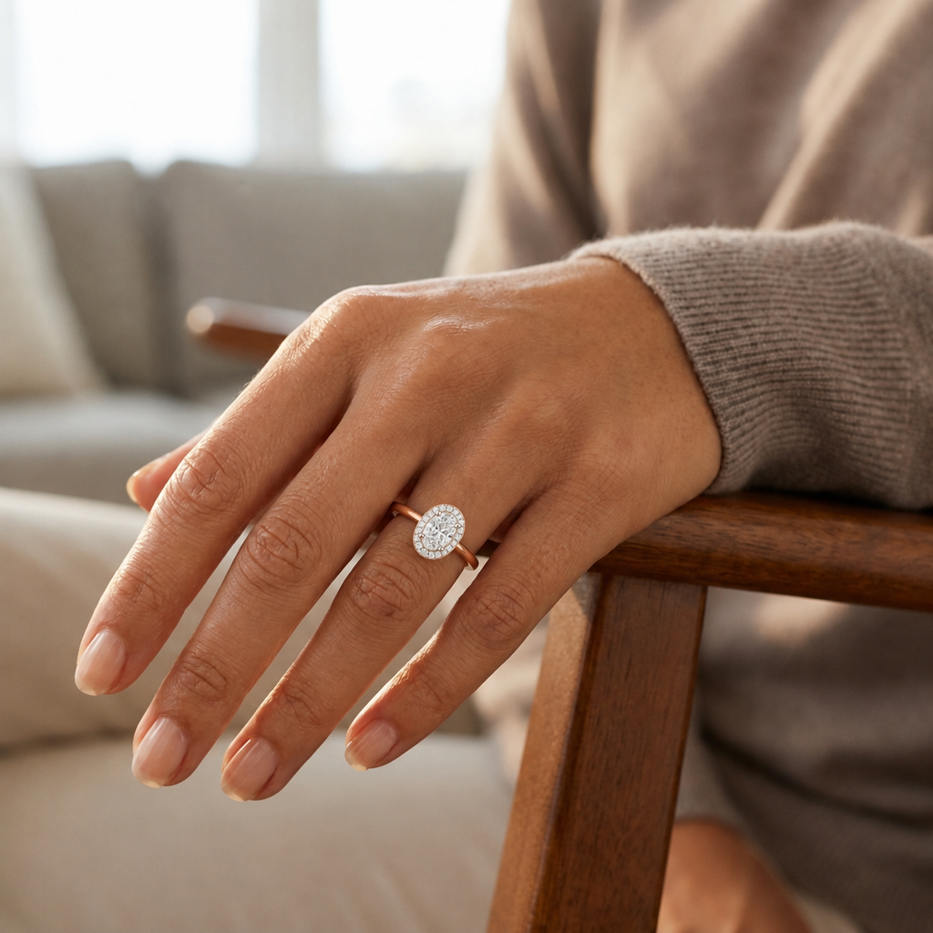 Deneuve - Oval - Rose/White Tone - Plain