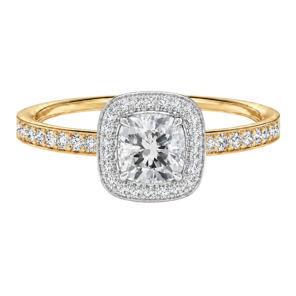Deneuve - Cushion - Yellow/White Tone - Pavé