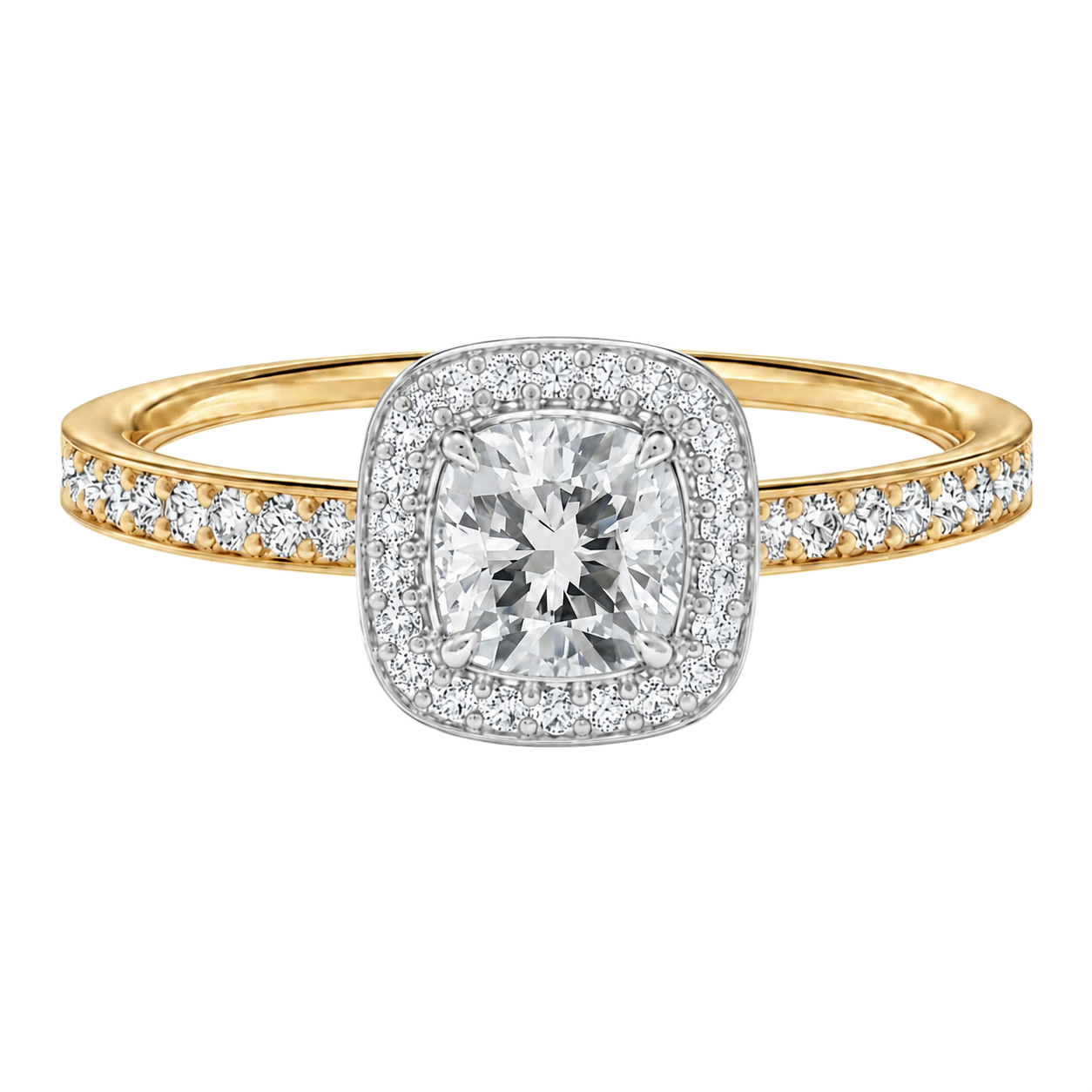 Deneuve - Cushion - Yellow/White Tone - Pavé