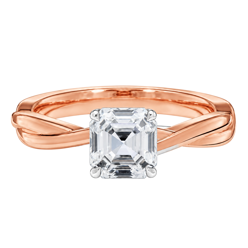 Wreath - Asscher - Rose/White Tone - Plain