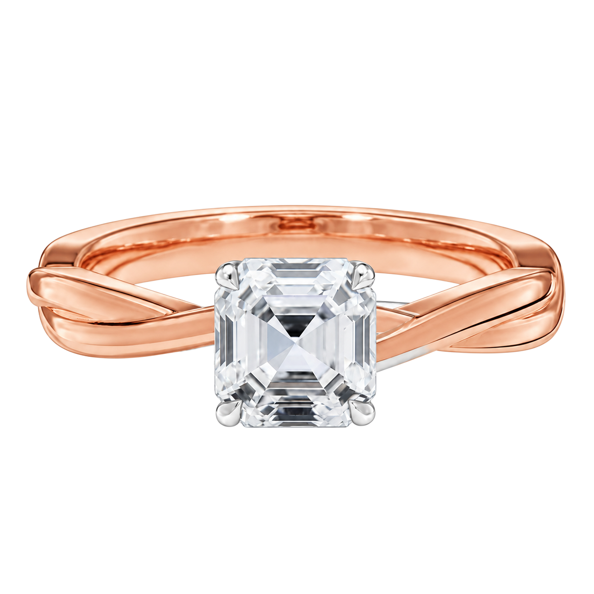 Wreath - Asscher - Rose/White Tone - Plain