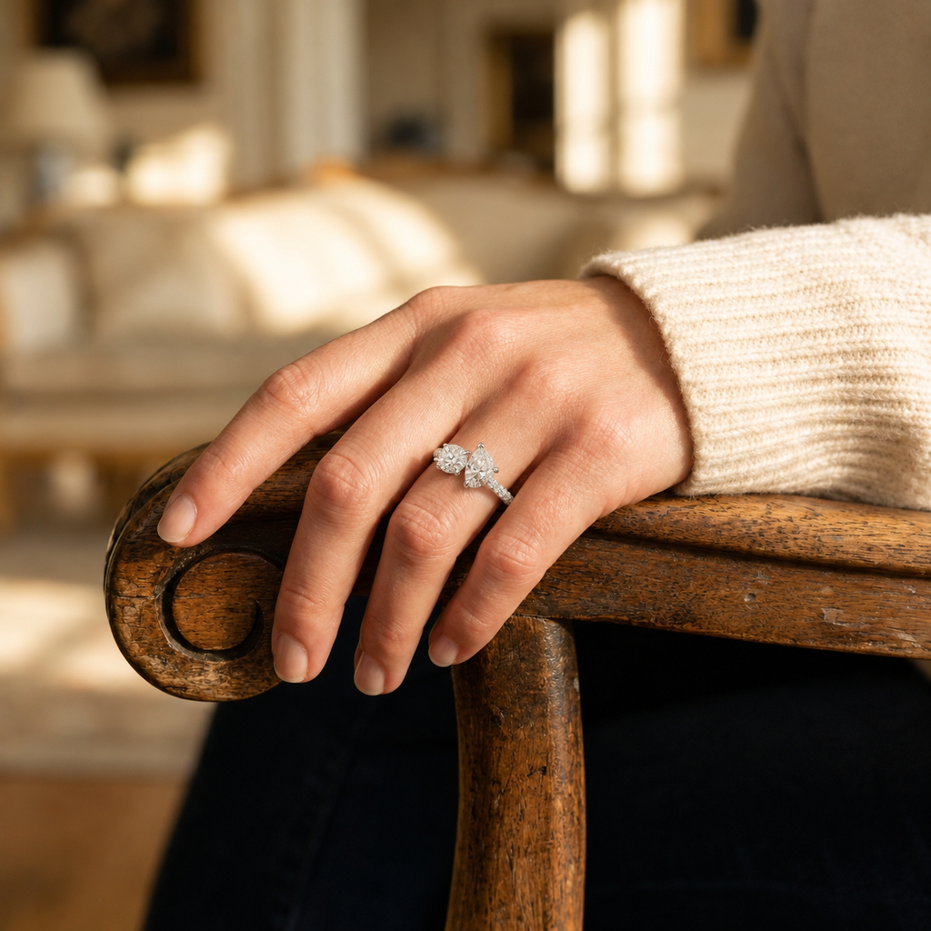 Duo - Round - White Gold - Pavé