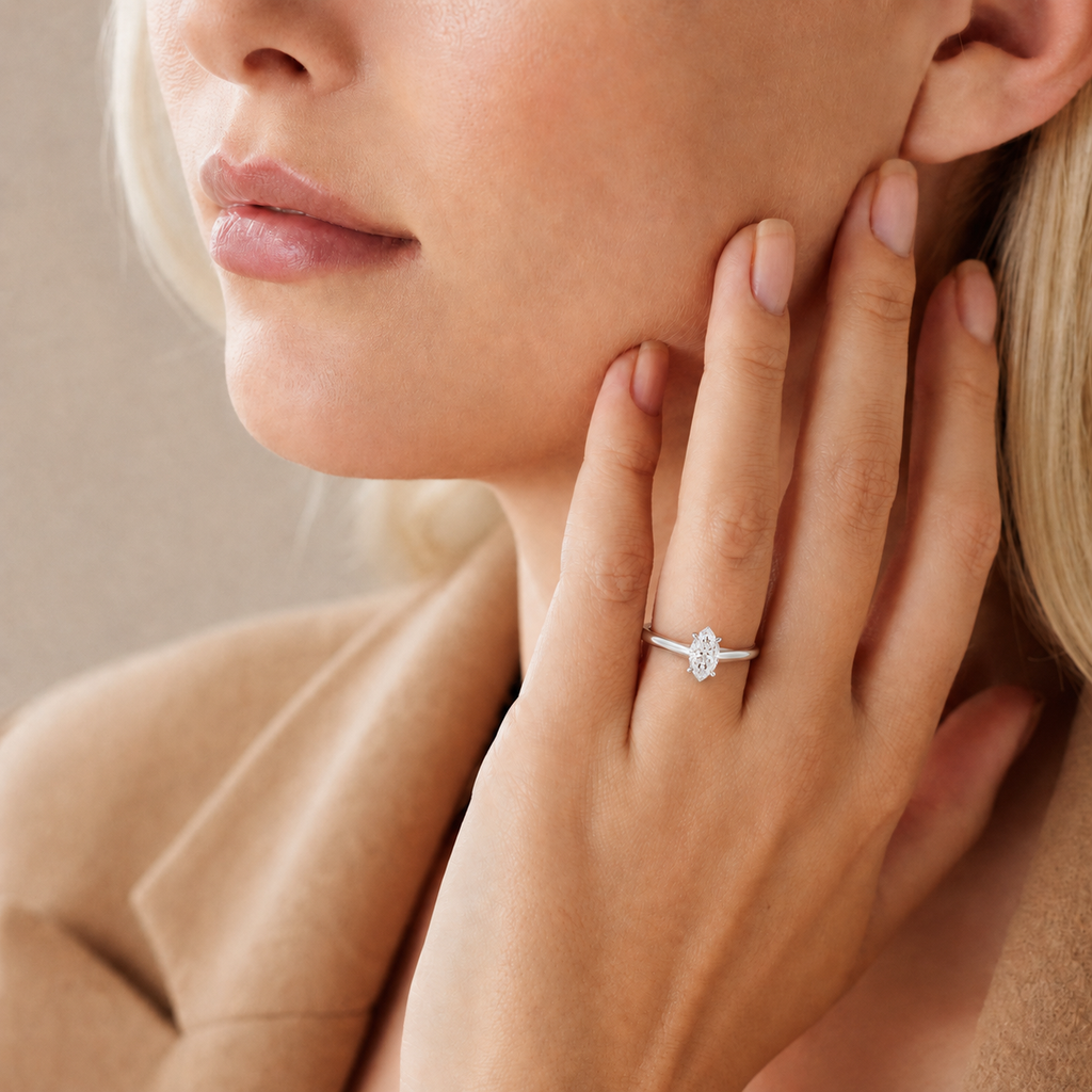 Basilica - Marquise - White Gold - Plain