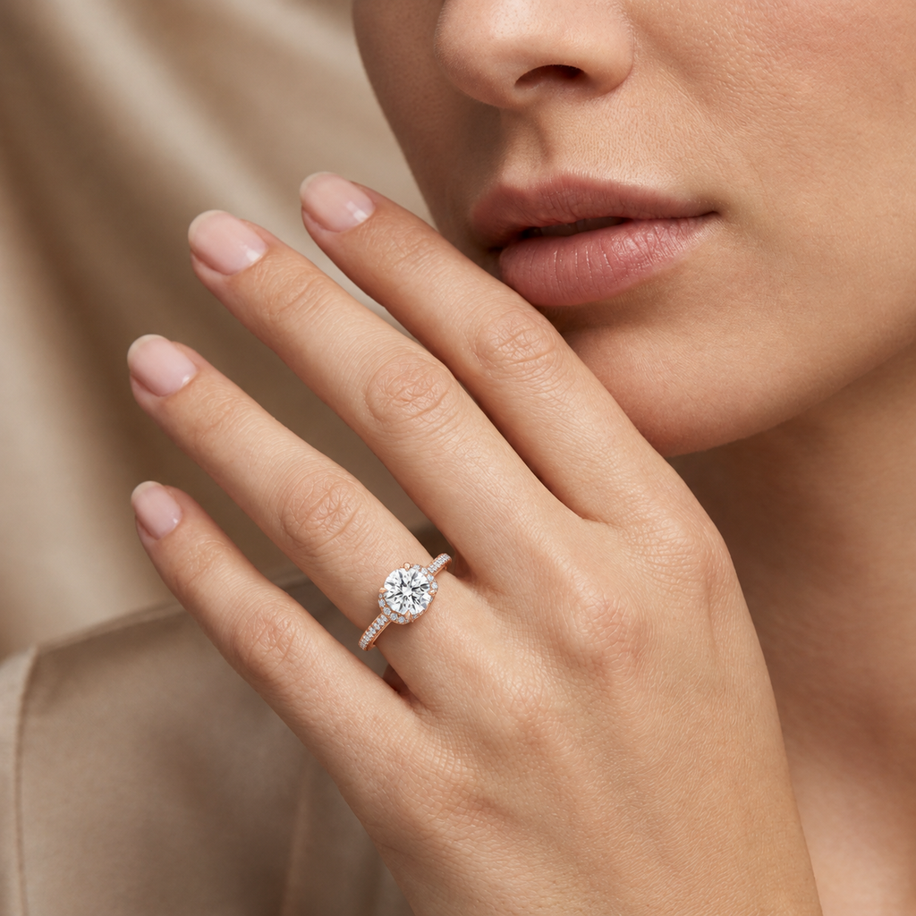 Ellipse - Round - Rose Gold - Pavé