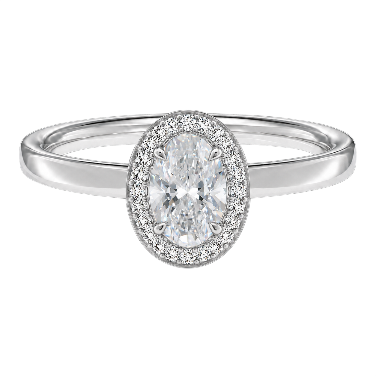 Deneuve - Oval - White Gold - Plain