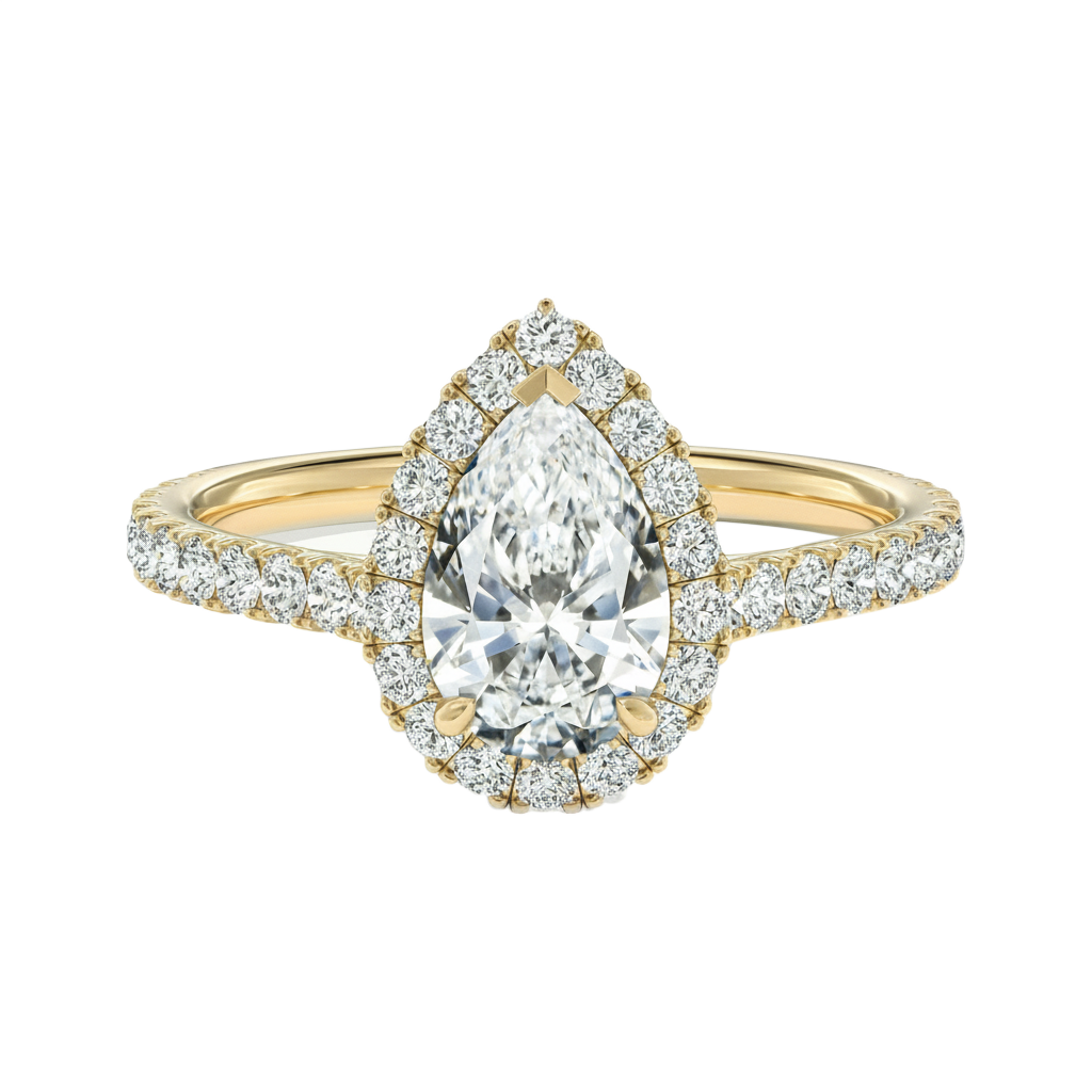Cordelia - Pear - Yellow Gold - Pavé