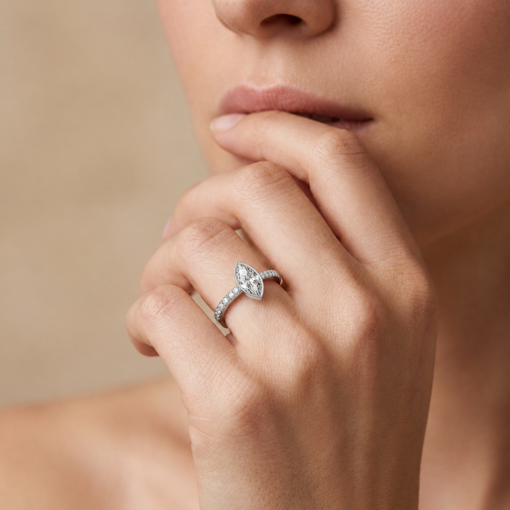 Bailey - Marquise - White Gold - Pavé
