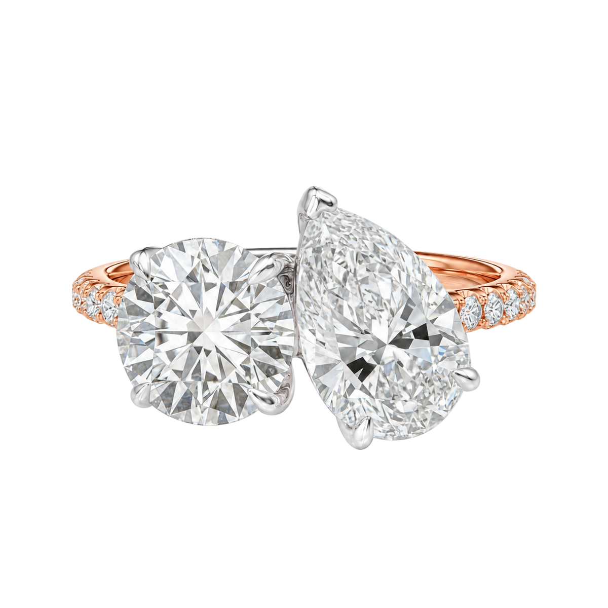 Duo - Round - Rose/White Tone - Pavé