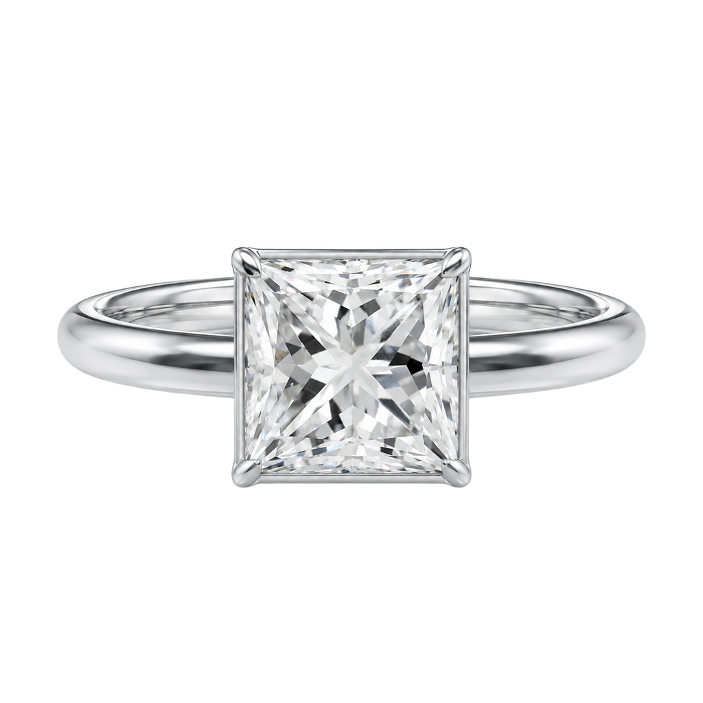 Bailey - Princess - White Gold - Plain
