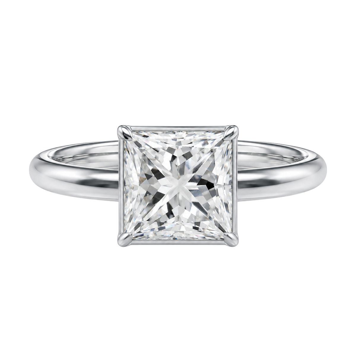Bailey - Princess - White Gold - Plain