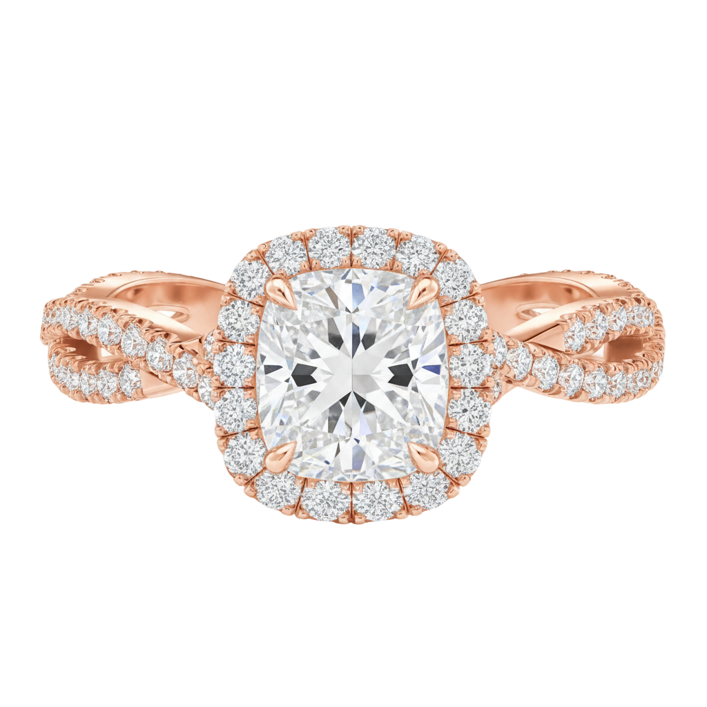 Braid - Cushion - Rose Gold - Pavé