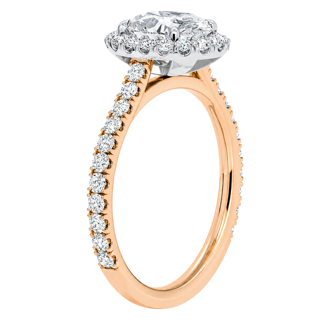 Cordelia - Oval - Rose / White Tone - Pavé