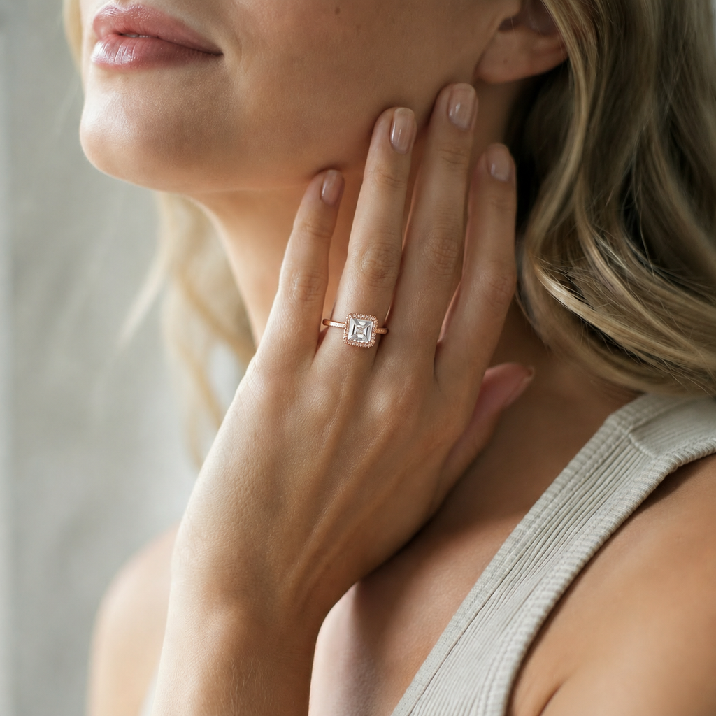 Cordelia - Asscher - Rose / White Tone - Plain