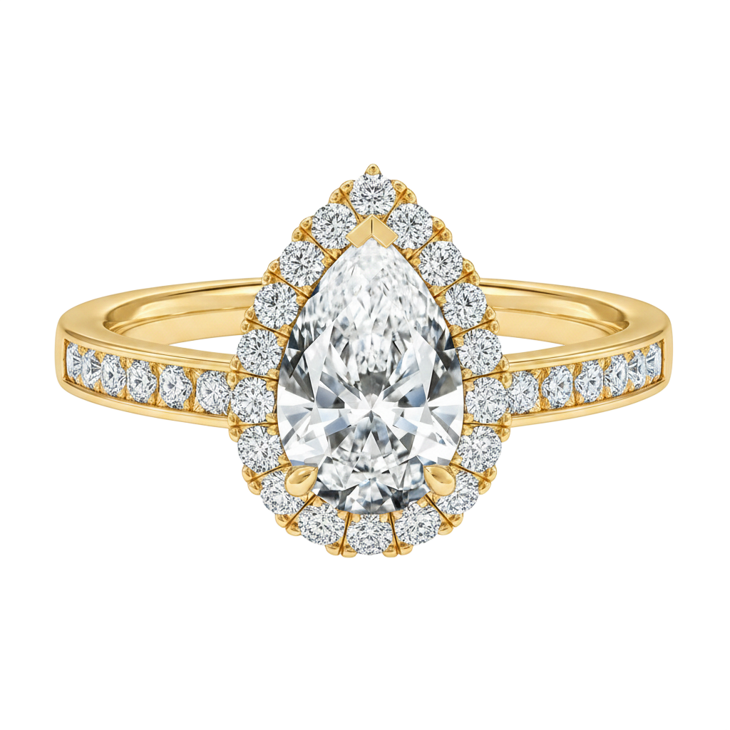 Cordelia - Pear - Yellow Gold - Channel