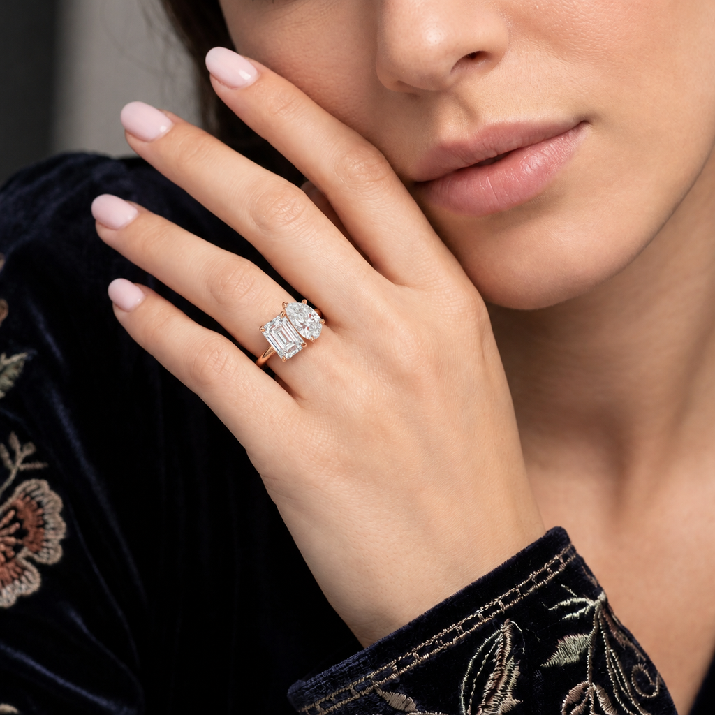 Duo - Emerald - Rose Gold - Plain