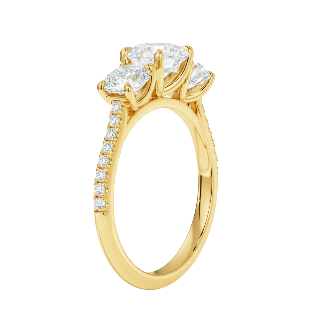 Trinity - Round - Yellow Gold - Pavé
