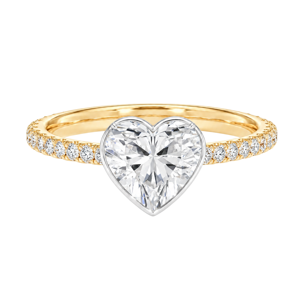 Solenne - Heart - Yellow/White Tone - Pavé