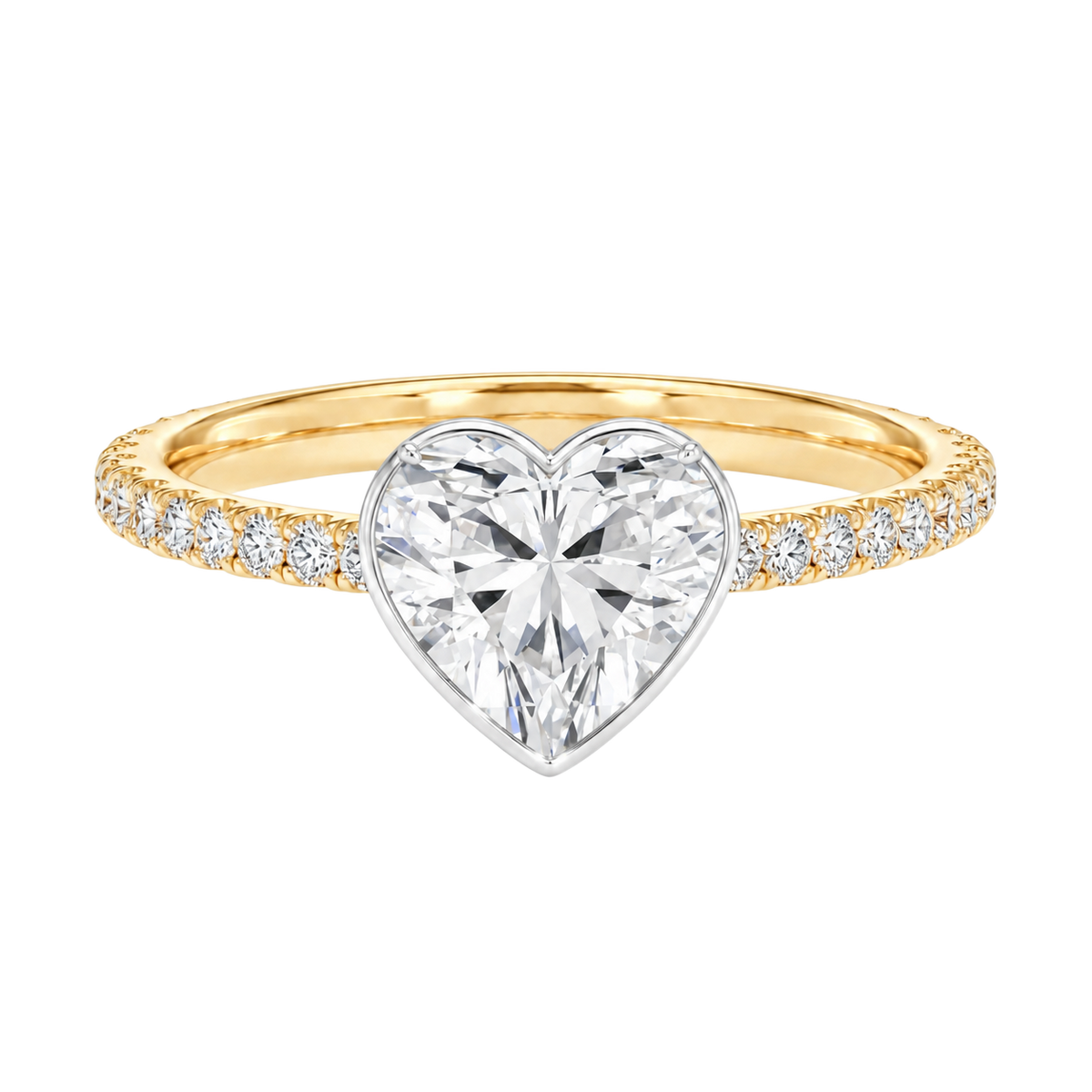 Solenne - Heart - Yellow/White Tone - Pavé